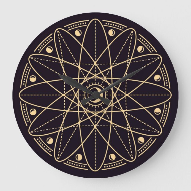 Wiccan Symbols Große Wanduhr (Vorderseite)