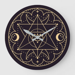 Wiccan Symbols Große Wanduhr
