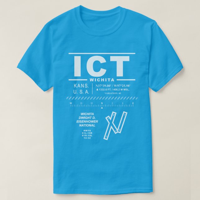 Wichita Dwight D. Eisenhower National Airport ICT T-Shirt (Design vorne)