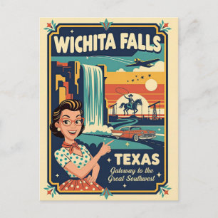 Wichita Falls TX Retro 1950er Reise  Postkarte