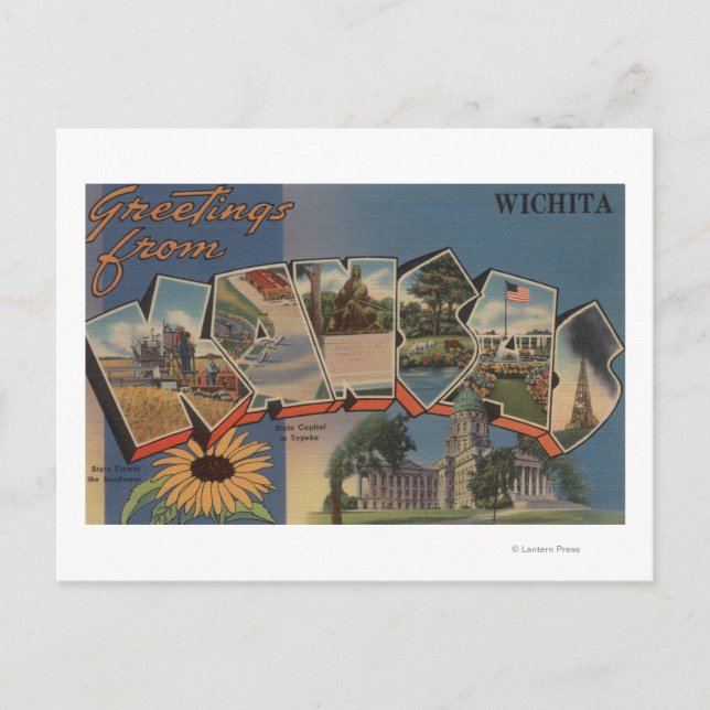 Wichita, Kansas - Große Briefszenen Postkarte (Vorderseite)