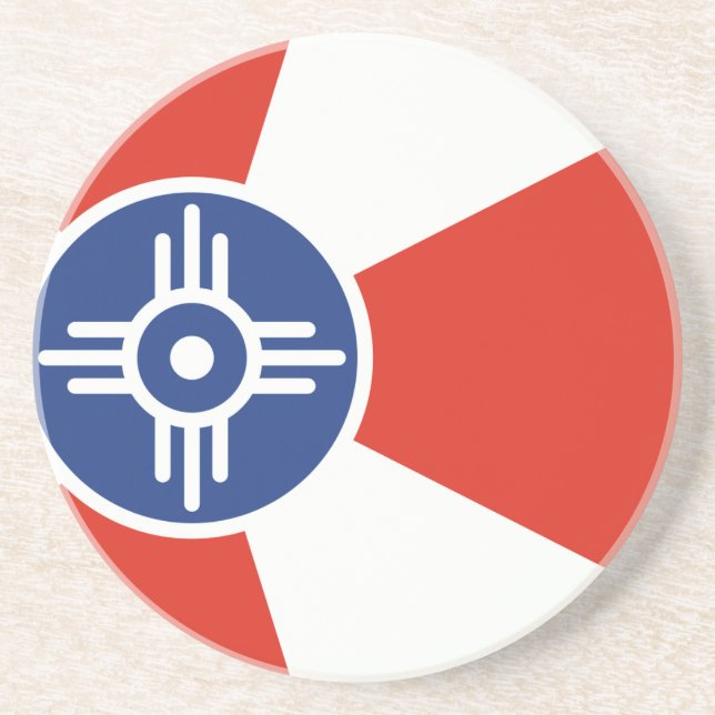 Wichita Kansas ICT Flag Sandstein Untersetzer (Vorne)