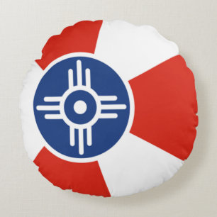 Wichita (Kansas) Stadt-Flagge Rundes Kissen