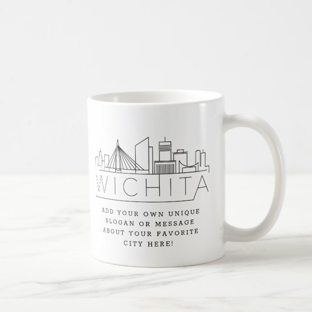 Wichita Kansas | Stilisierte City Skyline-Tasse Kaffeetasse (Rechts)
