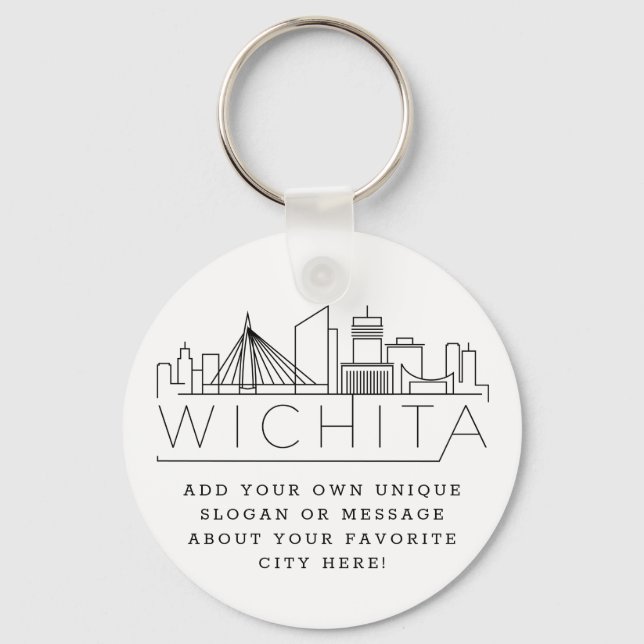 Wichita, Kansas Stylized Skyline | Benutzerdefinie Schlüsselanhänger (Vorderseite)