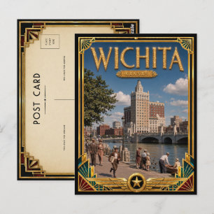 Wichita Kansas Vintage Art Deco Golden Age Postkarte