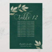 Wichtige Blätter Emerald & Sage Tischnummer & Name