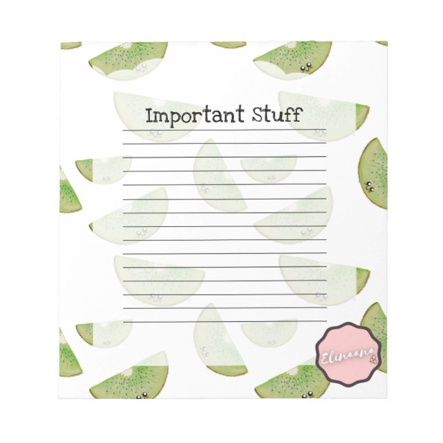 Wichtiges Zeug, Kawaii Kiwi Notizblock (Vorderseite)