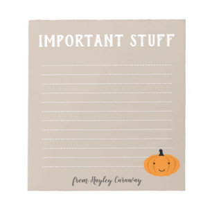 Wichtiges Zeug Niedlich Halloween Pumpkin Fall Cus Notizblock