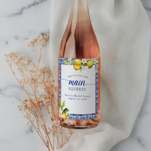 Wichtigste Zitronen und blaues Mittelmeer Weinetikett