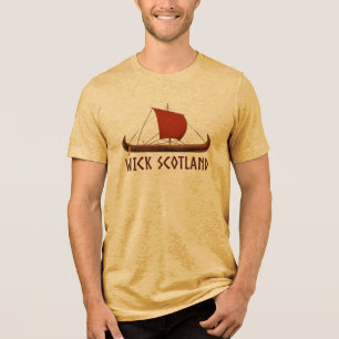 Wick Scotland Wikingerschiff Tri-Blend Shirt