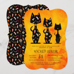 Wicked Affair Halloween Cat Themed Party Einladung