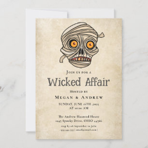 Wicked Affair Halloween Vintag Gothic Skull Einladung