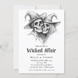 Wicked Affair Halloween Vintag Gothic Skull Invit Einladung