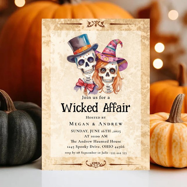 Wicked Affair Halloween Vintag Gothic Skull Invit Einladung (Von Creator hochgeladen)