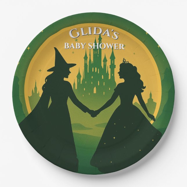 Wicked Baby Shower Plates | Glinda & Elphaba Party Pappteller (Vorderseite)