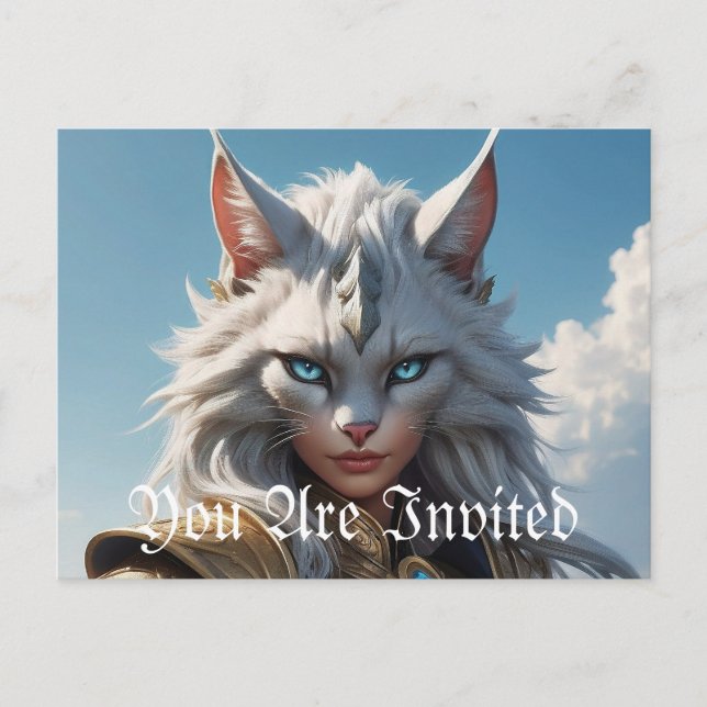 Wicked Blue Mit Augen Cat Einladungspostkarte (Vorderseite)