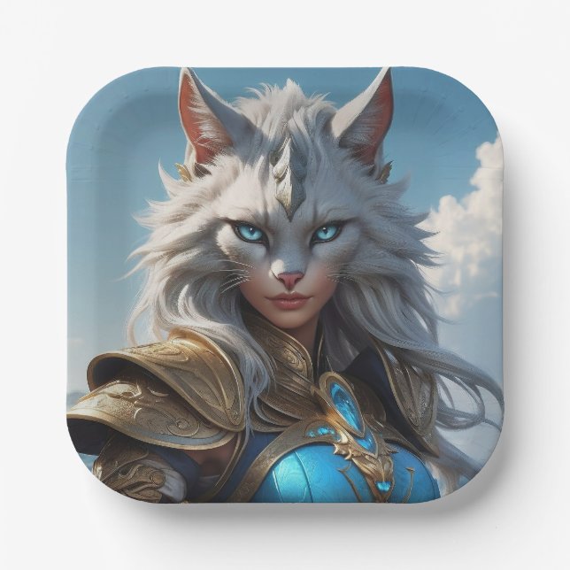 Wicked Blue Mit Augen Cat Pappteller (Vorderseite)