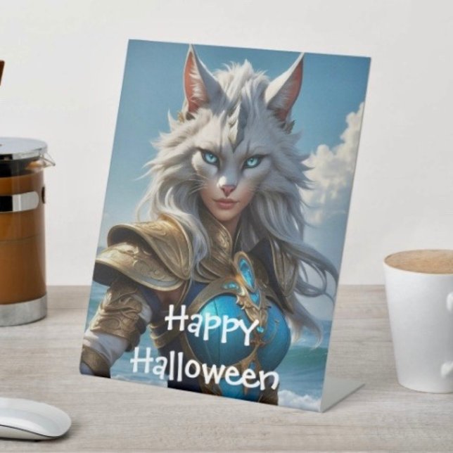 Wicked Blue Mit Augen Cat Sockelschild (D: 8" x 10" display with 3" pedestal base. Available in 4 sizes Made of 1/16" white plastic.
)