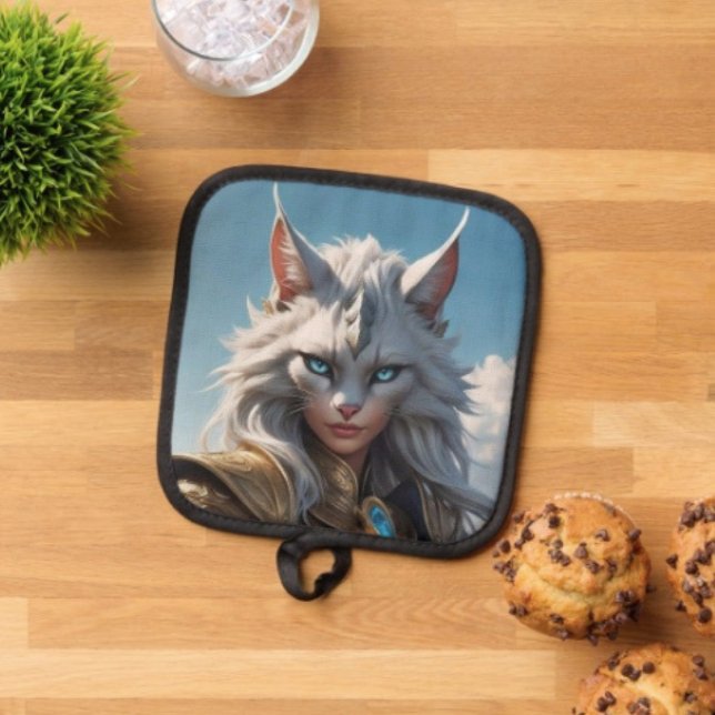 Wicked Blue Mit Augen Cat Topflappen (Pot Holder Full rubber protection cover no slip silicon hanging loop. 
)