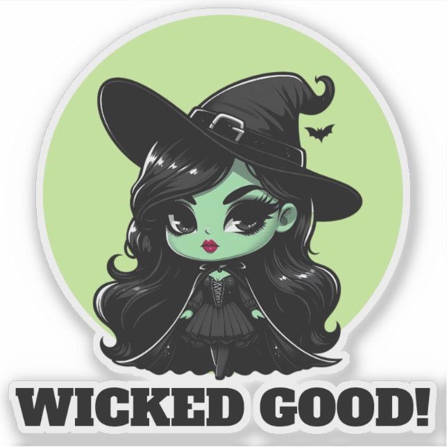 Wicked Good Little Green Hexe Einladung Aufkleber (Vorderseite)