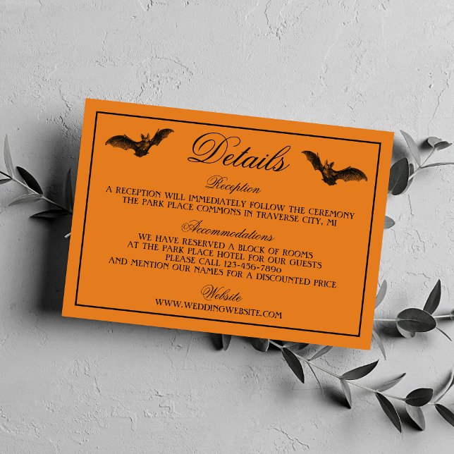 Wicked Halloween Orange Black Gothic Wedding Begleitkarte (Von Creator hochgeladen)