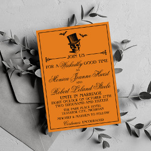 Wicked Halloween Orange Black Gothic Wedding Einladung