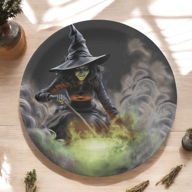 Wicked Halloween Stirring Boiling Cauldron Pappteller (Von Creator hochgeladen)