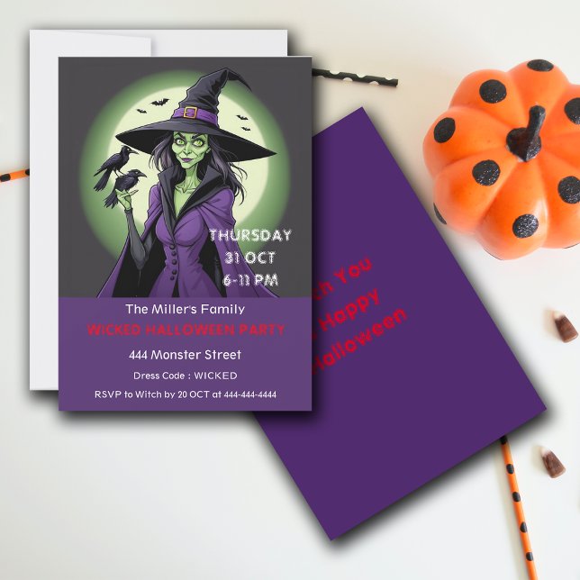 Wicked Hexe Halloween-Party individualisieren Einl Einladung (Von Creator hochgeladen)