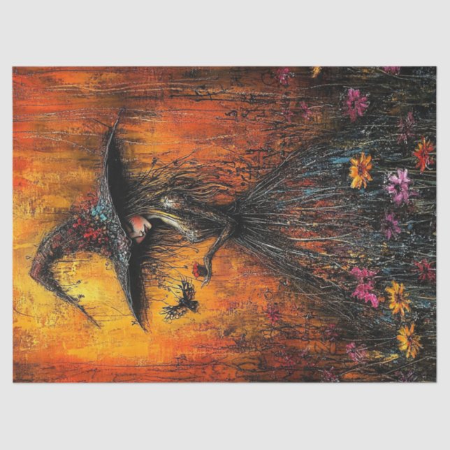 Wicked Hexe in Large Hat Decoupage Seidenpapier (Vorderseite)