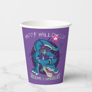 Wicked Hexe on T-Rex Illustration Halloween-Party Pappbecher