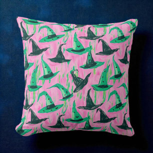 Wicked Hexe Vibe Pink Green & Black Hexenhats Kissen
