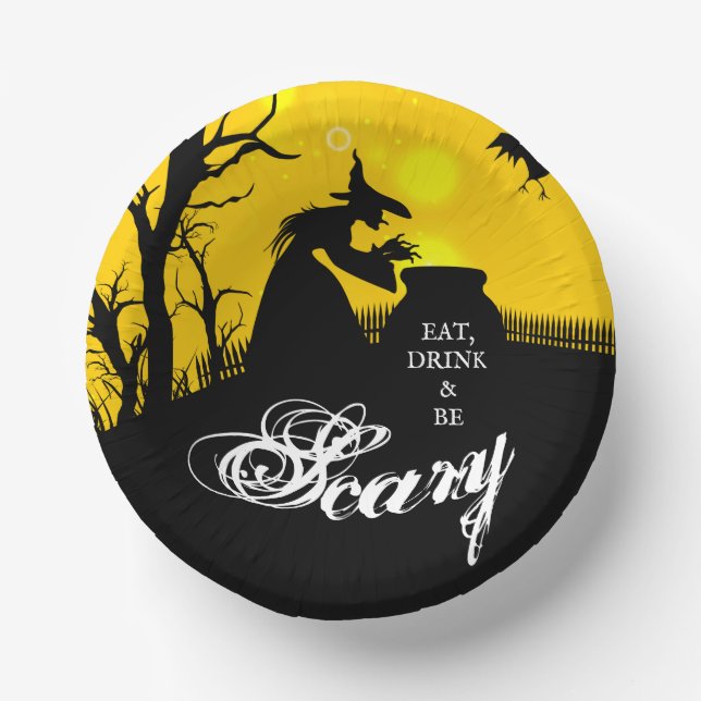 Wicked Hexenmeister Silhouette Halloween Pappteller (Vorderseite)