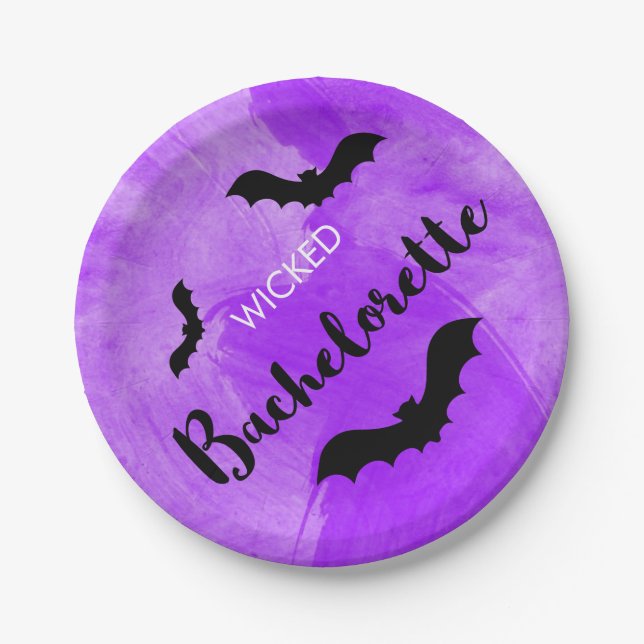 Wicked Junggeselinnen-Abschied Black Bat Witchy Pappteller (Vorderseite)