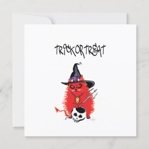 Wicked Kitty Devil Cat Trick or Tree Einladung