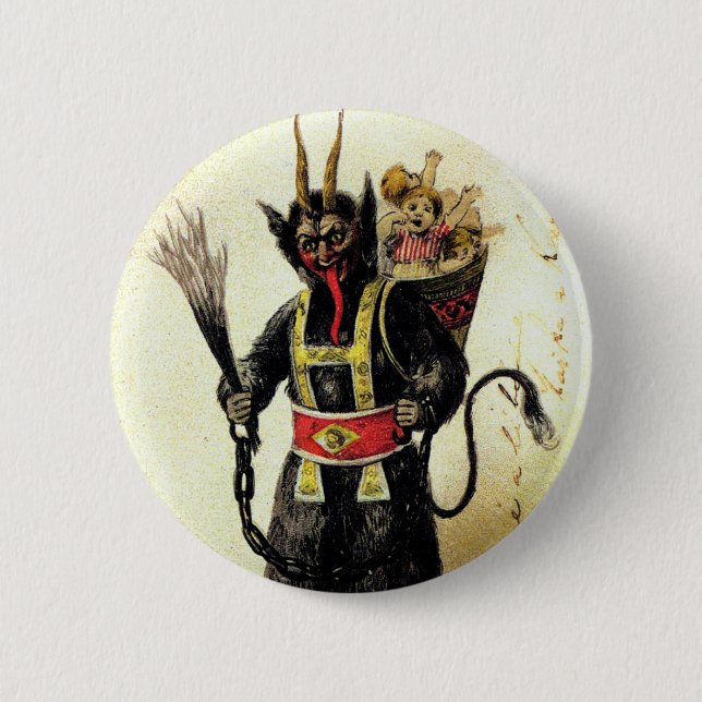 Wicked Krampus Beängstigend Demo Weihnachten Weihn Button (Vorderseite)
