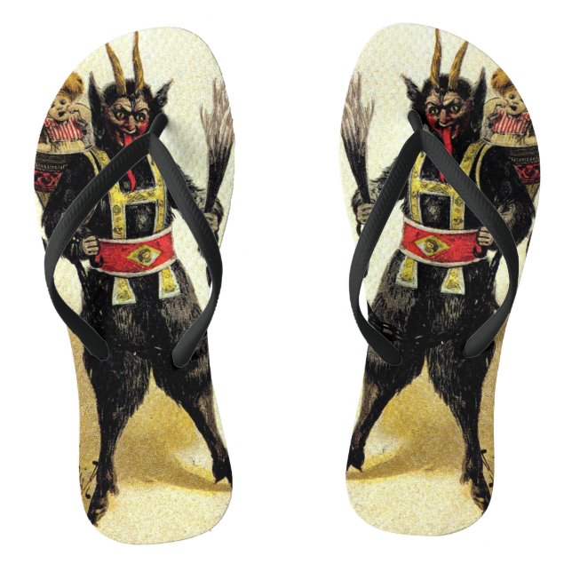 Wicked Krampus Beängstigend Demo Weihnachten Weihn Flip Flops (Fußbett)