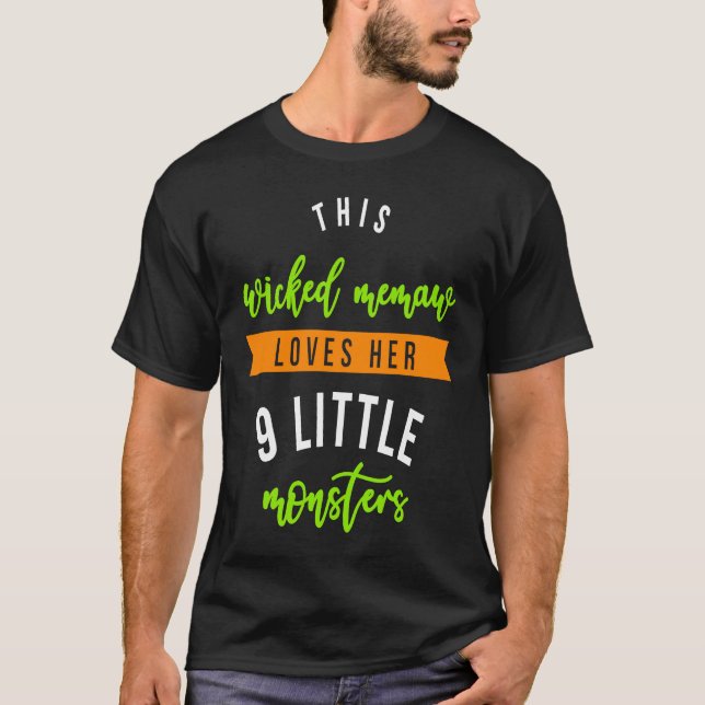 Wicked Memaw 9 Monsters  Halloween Family T-Shirt (Vorderseite)