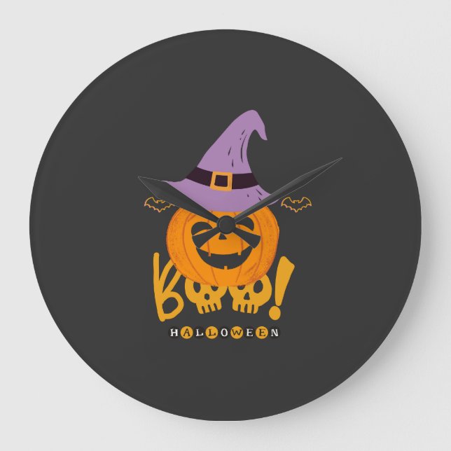 Wicked Pumpkin Große Wanduhr (Vorderseite)