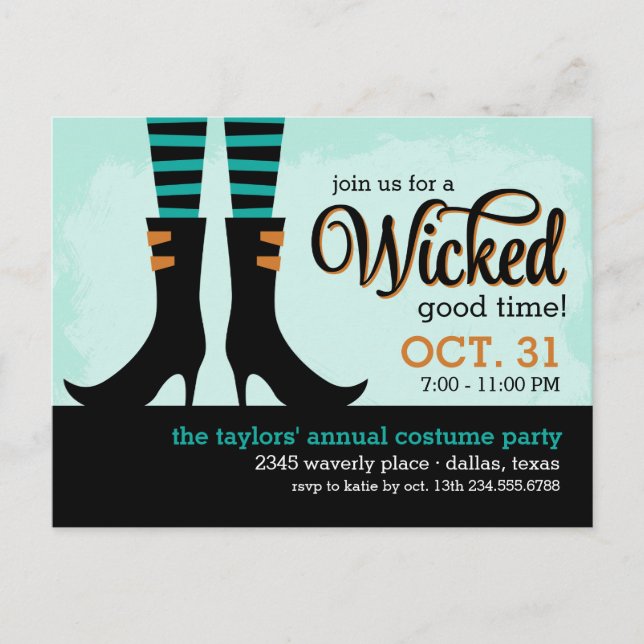 Wicked Witch Halloween Costume Fête Invitation (Devant)