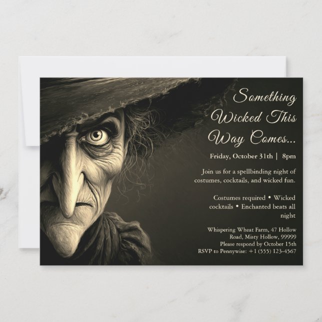 Wicked Witch Halloween Costume Fête Invitation (Devant)