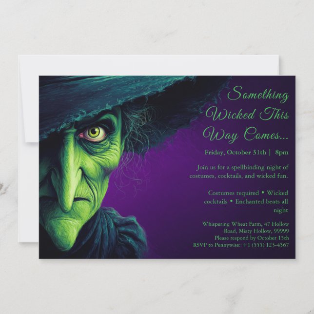 Wicked Witch Halloween Costume Fête Invitation (Devant)