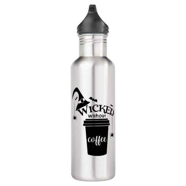 Wicked Without Coffee – Funny Witchy Coffee Lover  Edelstahlflasche (Rechts)