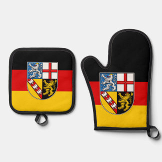 Wickelunterlage Flagge des Saarlands Baby Ofenhandschuh & Topflappen-Set