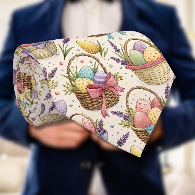 Wicker Basket Easter Eggs with Lavender Krawatte (Von Creator hochgeladen)