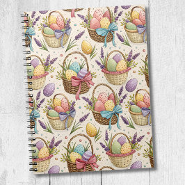 Wicker Basket Easter Eggs with Lavender Notizblock
