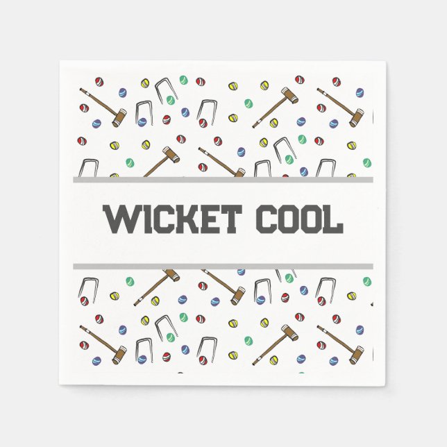 Wicket Cool Croquet Pun Hand Illustriert einzigart Serviette (Vorderseite)