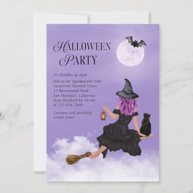 Wicklerisch Niedlich Hexenmeister-Halloween-Party Einladung (Vorderseite)