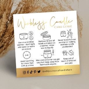 Wickless Kerze Gold Schrift Logo Lux Care Card Quadratische Visitenkarte