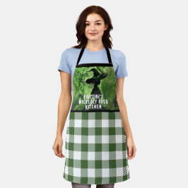 Wickly Good Hexe Green Gingham Kariert gestrichen Schürze